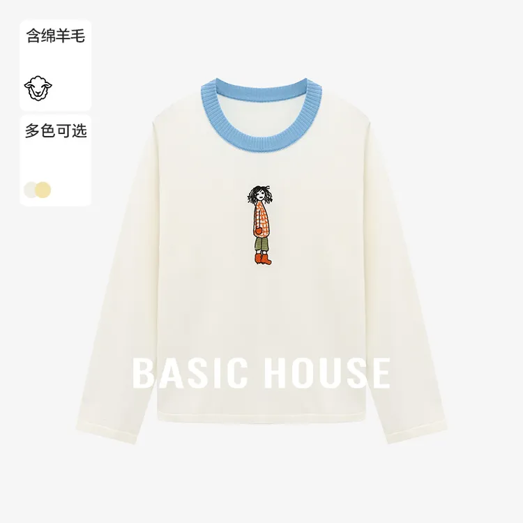 Basic House/百家好慵懒洋气衣服女装休闲百搭针织衫-B0625H5O742