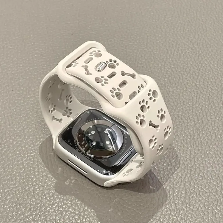 可爱狗爪镂空硅胶表带适用苹果手表applewatchS10腕带iwatch98765