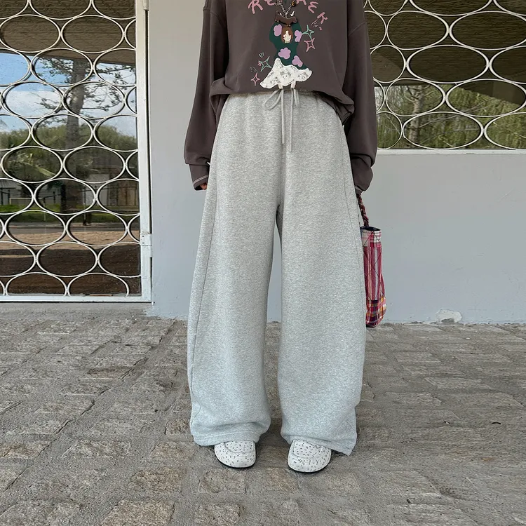 REREK设计师品牌 休闲宽松针织加绒松紧腰弯卫裤 R25D08103212