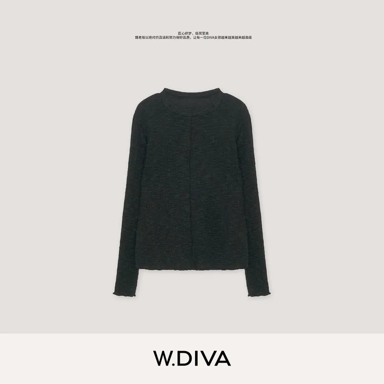 W.Diva【肌理衫】日本进口天丝棉简约肌理精致圆领小衫女53S242711