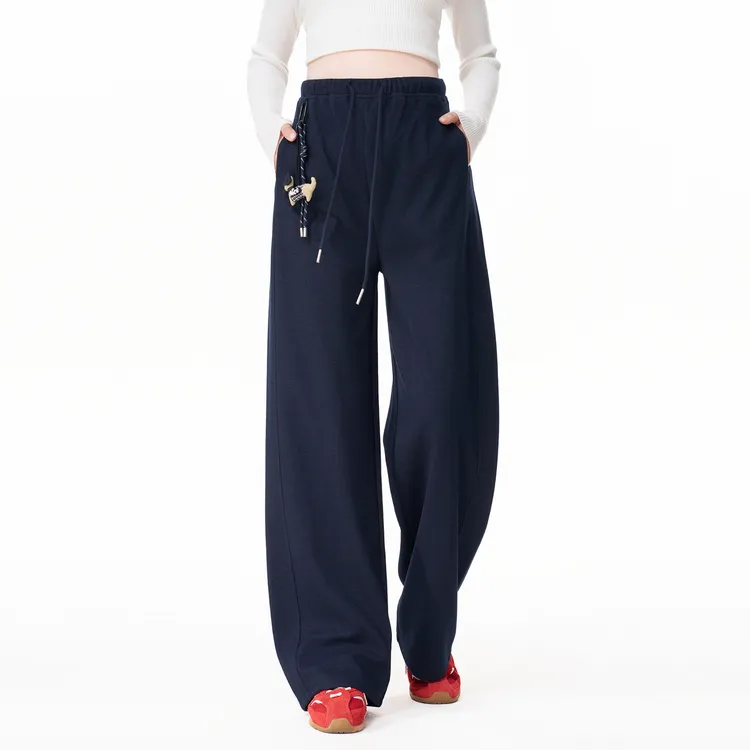 孕妇裤秋冬外穿醋酸羊毛加绒加厚阔腿裤小狗镰刀裤子冬装