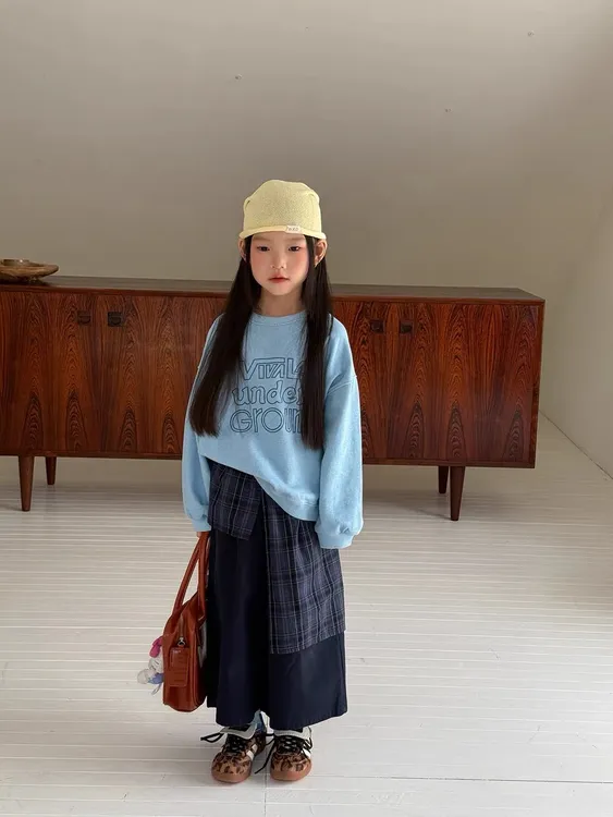 2025秋季女童套装韩版宽松上衣复古阔腿裤洋气百搭直筒裤两件套潮