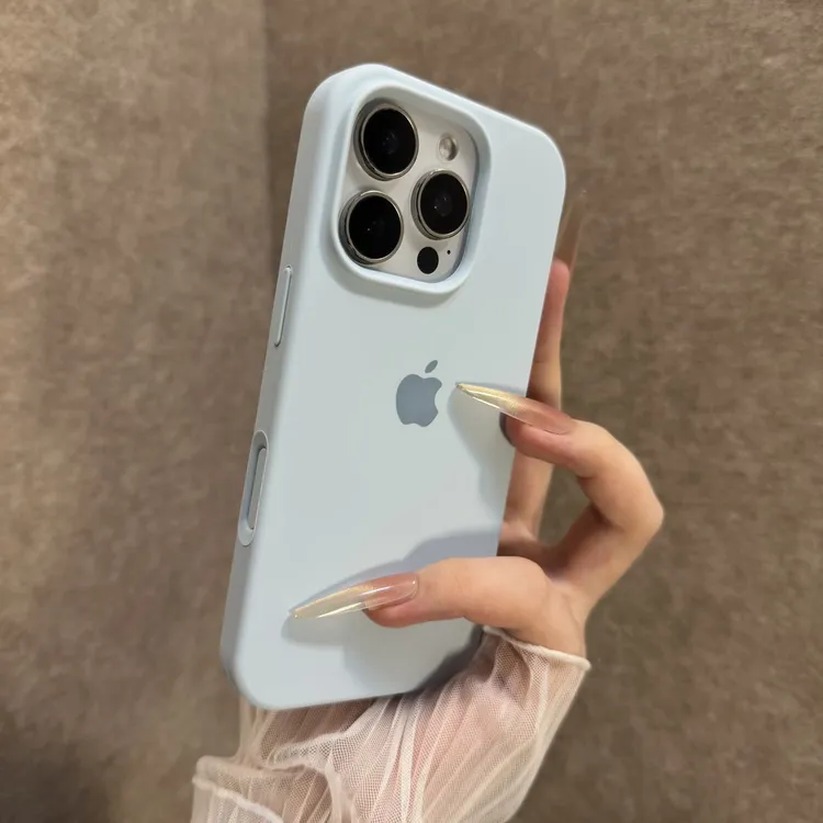 新天蓝液态硅胶手机壳适用苹果16promax手机壳15/14/13/12简约女