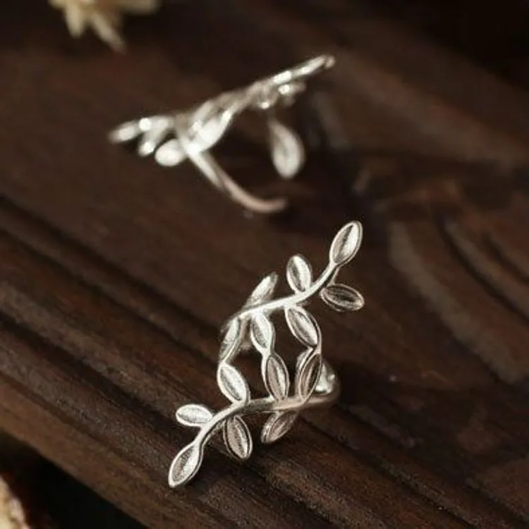 925银玻璃耳饰 s925纯银耳钉 韩版时尚叶子纯银耳夹耳饰批发耳饰