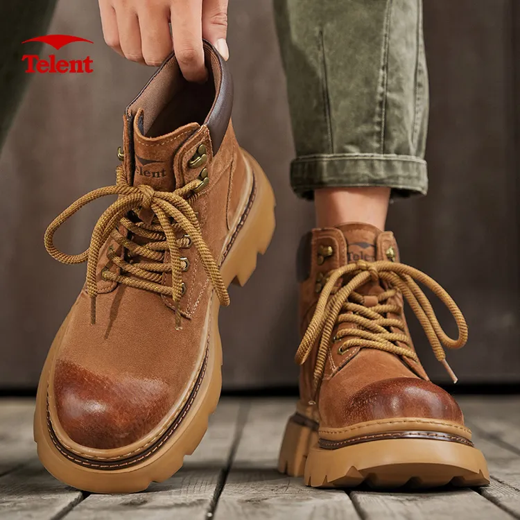 天伦天百搭平跟马丁靴冬季大黄靴男款靴真皮大黄靴复古时尚不勒脚