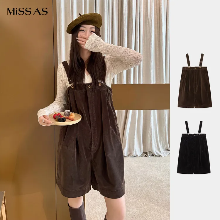 【IMMI】简约百搭平绒时尚内搭连体短裤子背带裤25秋冬新款小众设计