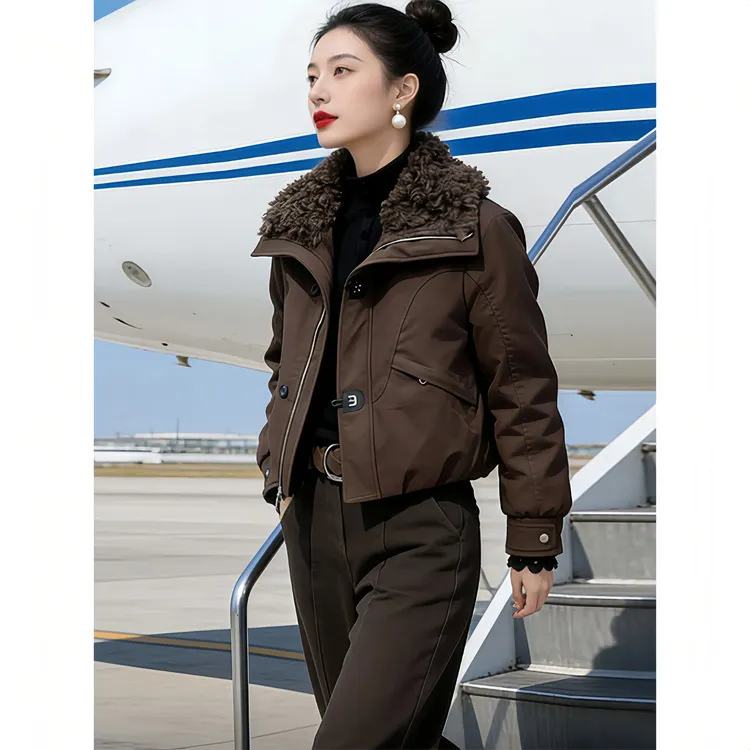 潮流毛领短外套女2026冬季新款韩版时尚休闲风洋气保暖上衣