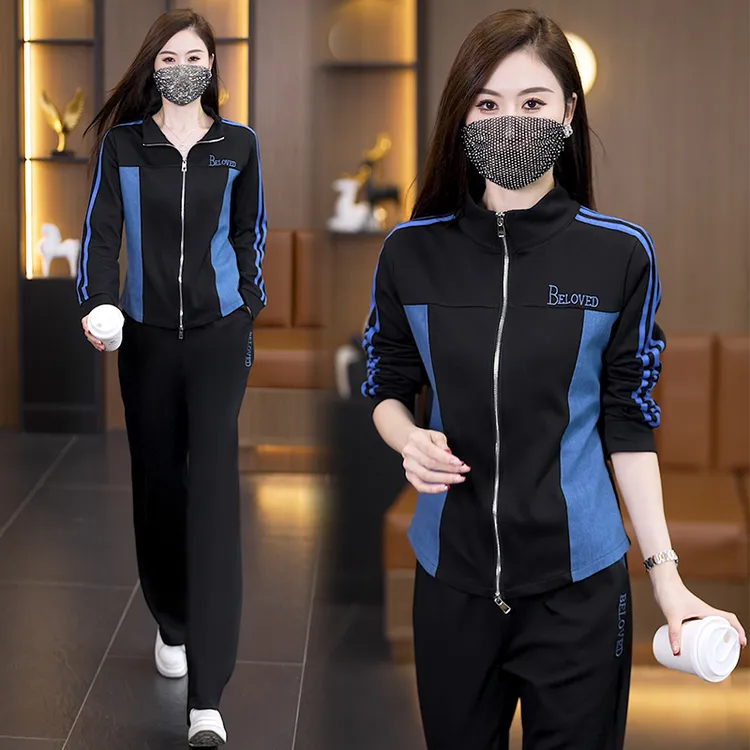 2025春季新款大码时尚气质减龄显瘦休闲运动套装女洋气百搭两件套