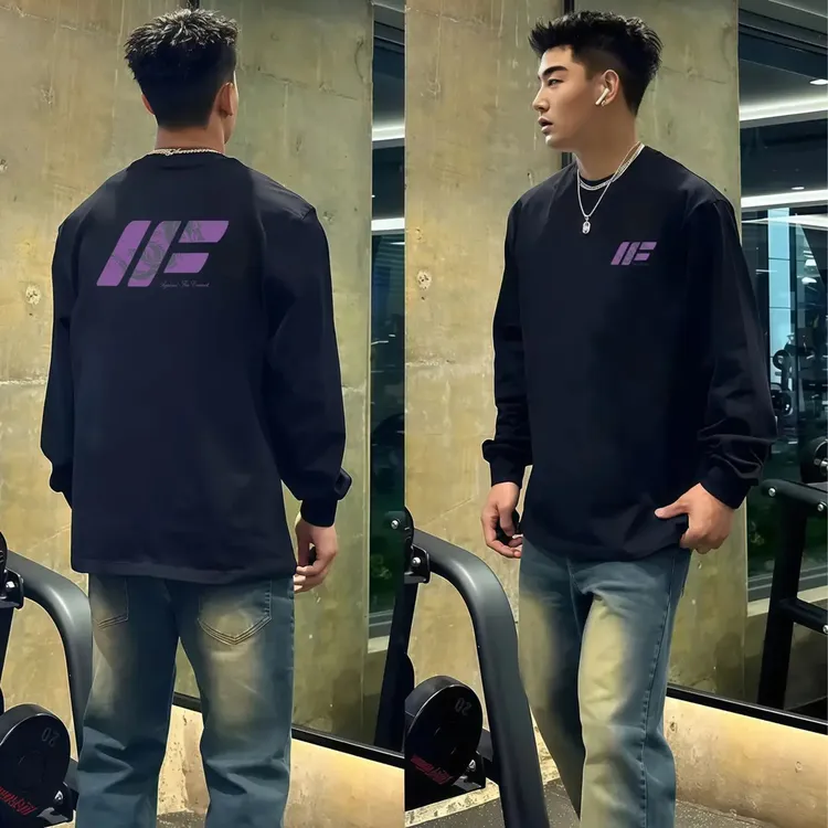 【重磅纯棉】男士t恤长袖2025新款秋季美式潮牌宽松百搭高街男上衣