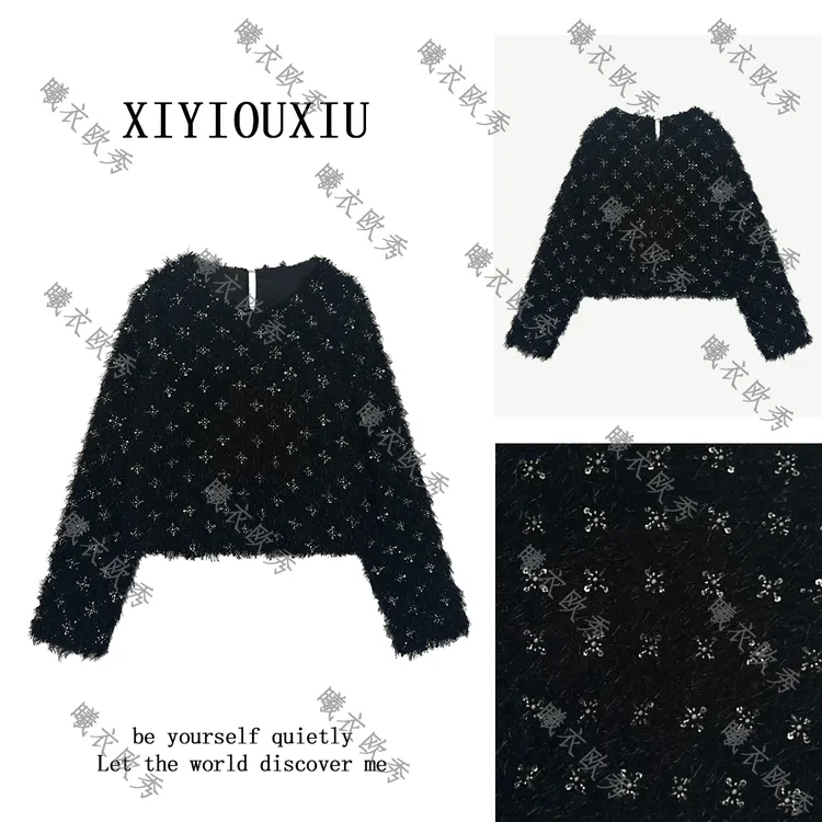 辰曦同款【星空物语】创意款复古流苏舒适圆领毛衫