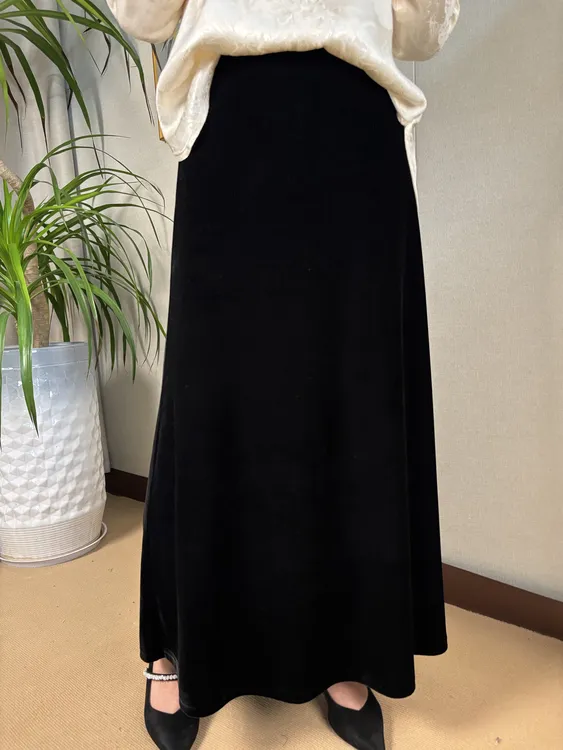 秋冬新款穿搭高级修身不倒绒不泛白高密真丝丝绒气质鱼尾裙