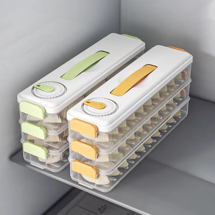 超大容量窄边饺子收纳盒冰箱多层水饺托盘透明馄饨速冻盒放置盘