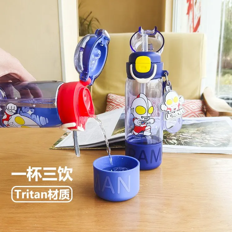 奥特曼儿童水杯tritan幼儿园学生大容量吸管水壶男孩上学专用杯子