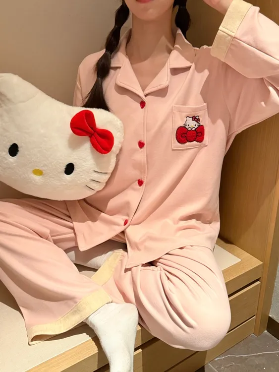 59714#甜美系卡通开衫舒适可外穿家居服套装
