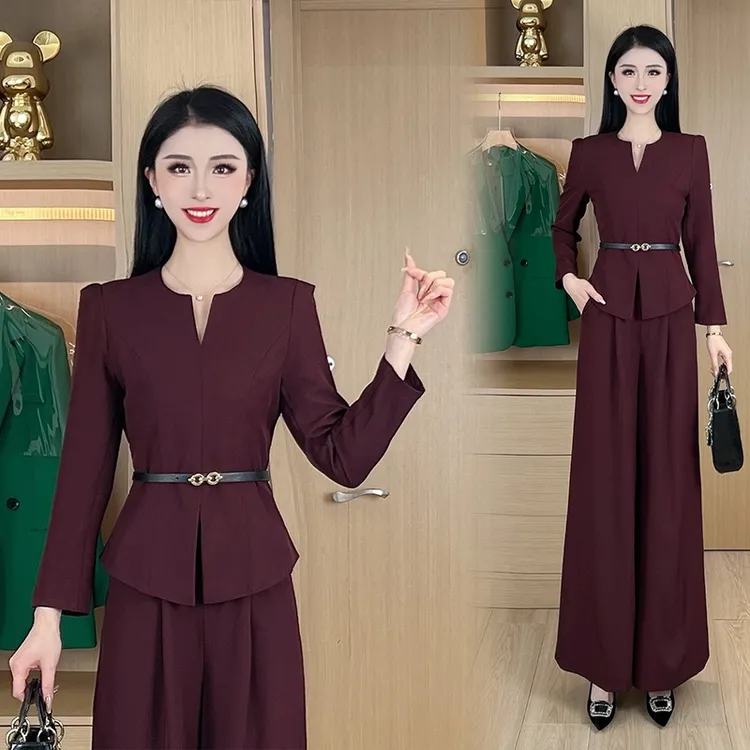 法式轻奢气质V领2025春季新款设计师款套装收腰显瘦两件套女神范