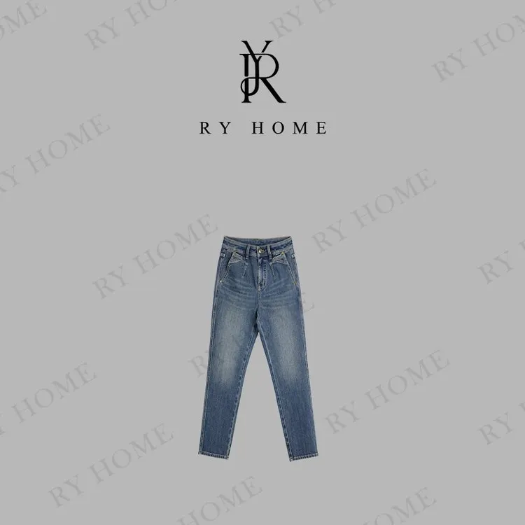 【容雨RYHOME】时尚百搭烟管小脚直筒牛仔裤253K2701