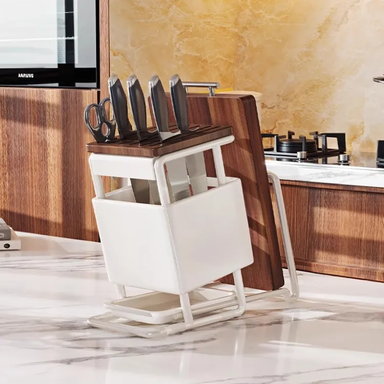 帅仕厨房刀架置物架2025新款菜刀菜板架筷筒一体多功能刀具收纳架