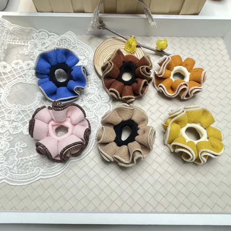 毛呢料女童宝宝拇指圈原创设计儿童日韩欧美风手工秋冬清新发圈