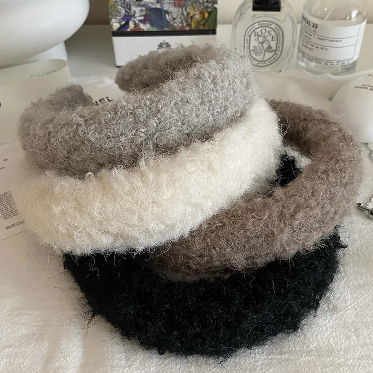 秋冬高级感羊羔毛绒发箍 高颅顶海绵头箍气质网红白色时尚百搭!!