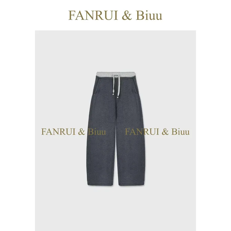 FANRUI/泛芮「摩卡叙暖」抽绳高级感简约百搭双色休闲弯刀裤B18859