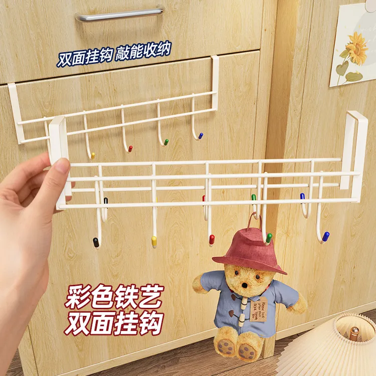 彩色双面挂钩宿舍门后免打孔挂衣架浴室卫生间墙上收纳毛巾置物架