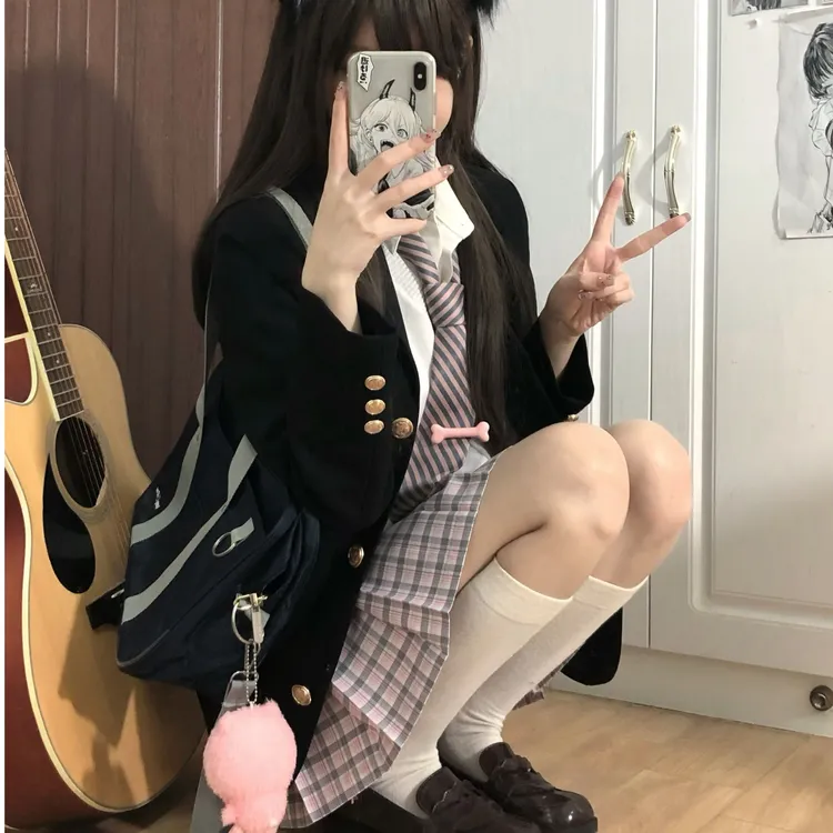 【小桃芝】原创正版JK秋冬细粉日系学生学院风校供感jk