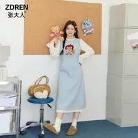 张大人【桃乐丝】大码女装微胖妹妹可爱小熊小众假两件拼接连衣裙