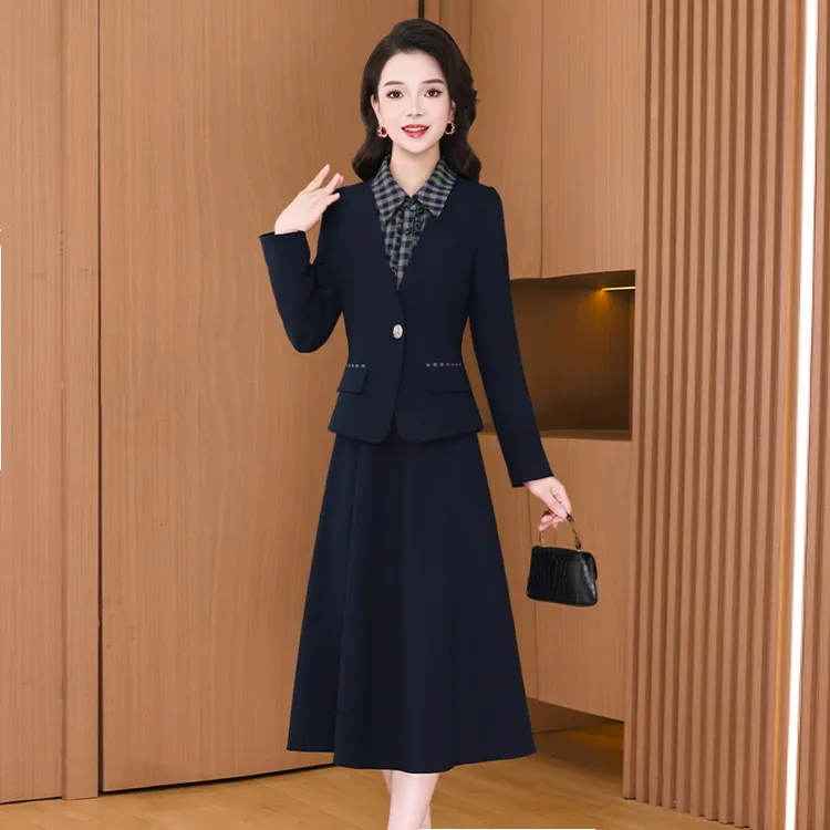 【两件套】27495梦晚秋季轻奢贵夫人气质时尚大气休闲修身显瘦套裙