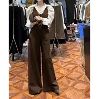 【Wan wan】后口袋假耳朵高腰阔腿西装裤