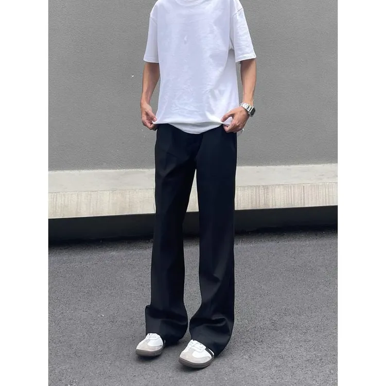 西装休闲裤高级感修身微喇cleanfit裤子男美式直筒百搭垂坠感西裤