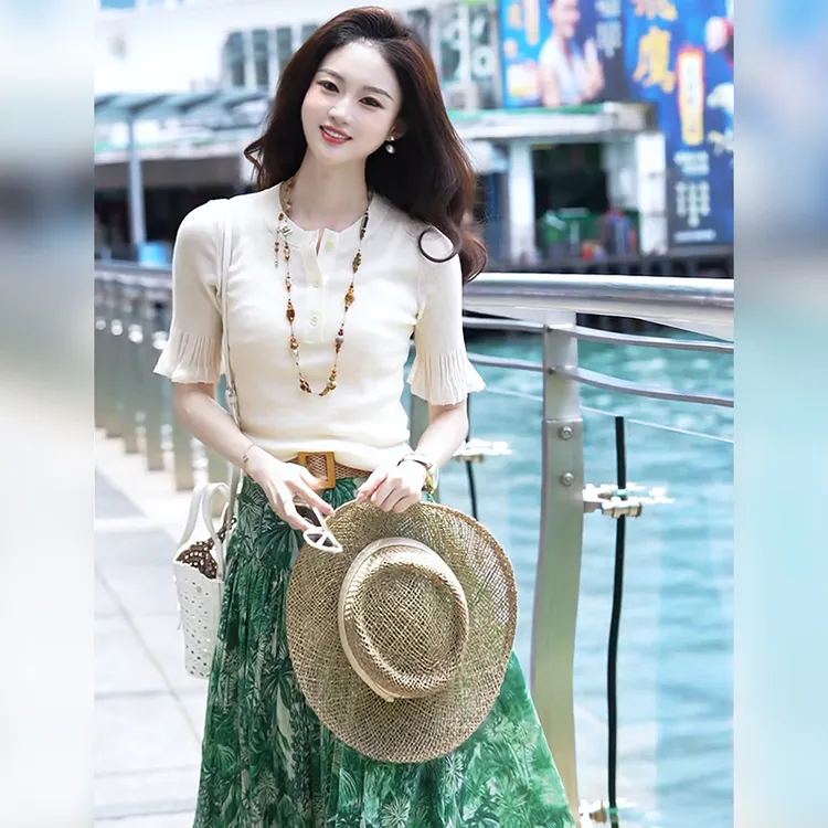 2025夏季新款时尚复古气质百搭显瘦上衣套头针织衫AS5ZDD0087