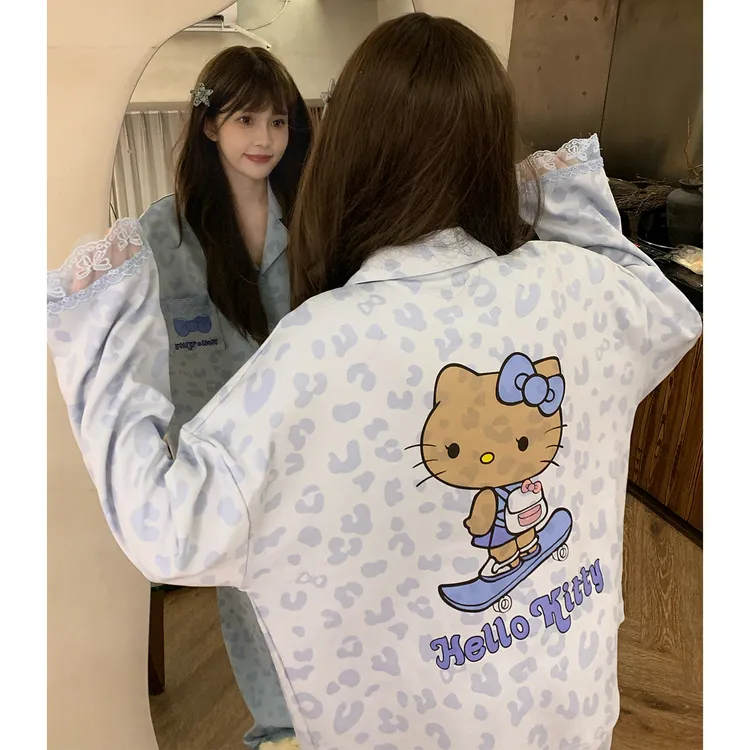 春秋季睡衣女款爆款2025新款可外穿豹纹高颜值长袖宽松家居服套装