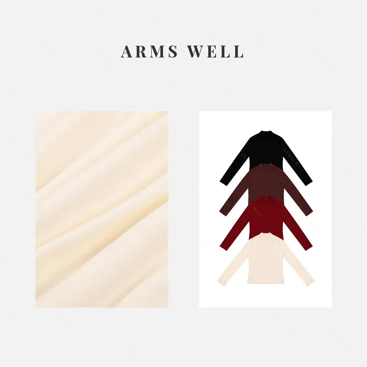 ARMS WELL王囡囡 黑/白/咖/红高领加绒厚款长袖上衣 L352