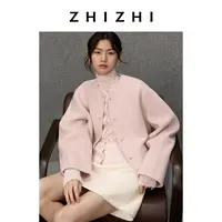 致知 江城梅 丝牦牛绒短款圆领外套宽松25年冬季新款ZZ2EWWW9020