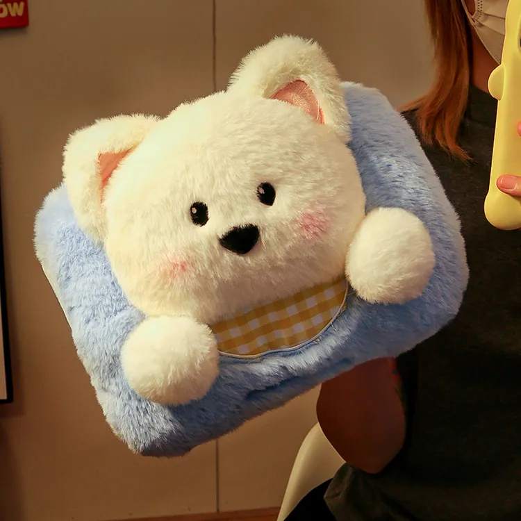 可爱小白熊热水袋充电式防爆暖手宝学生保暖电热宝便携毛绒暖水袋