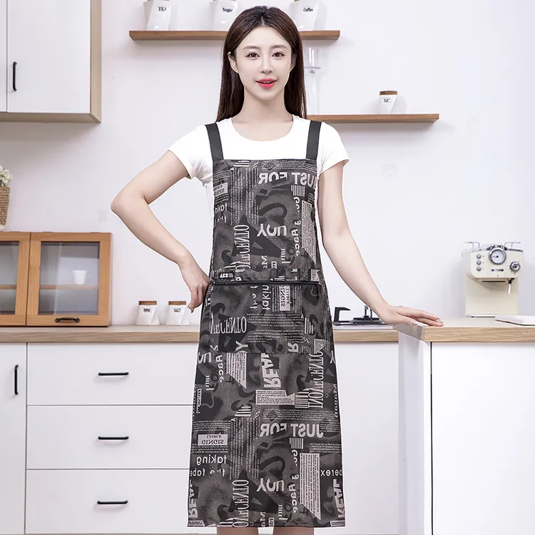 防泼水拉链兜围裙光滑不沾毛发加长厨房家用工作简约大方男女同款