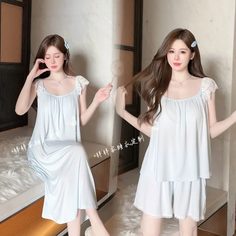 【女神降临】带凉感睡衣女夏季甜美纯欲带胸垫吊带短裤小清新家居服