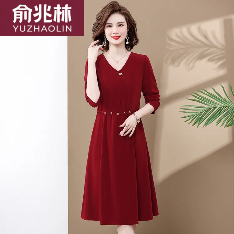 俞兆林婚礼妈妈礼服高贵洋气连衣裙中老年喜婆婆婚宴气质裙子女平