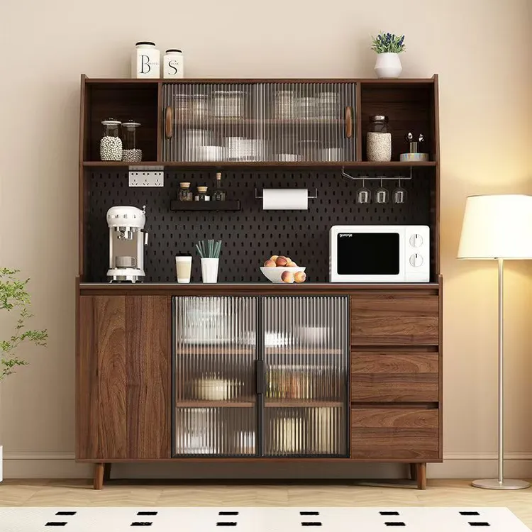 实木餐边柜一体靠墙北欧现代客厅酒柜茶水柜多功能厨房储物收纳柜