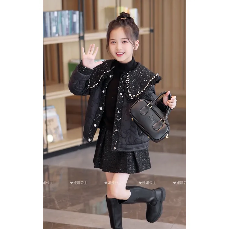 媛媛公主2025冬季女童时尚新品洋气披肩棉服15416R368