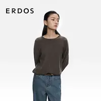 ERDOS 女士廓形羊绒25年早秋新品圆领手工串珠装饰落肩直身羊绒衫