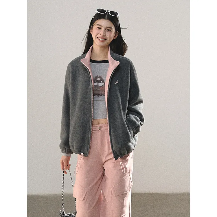 Lulusmiracle【奥利软欧】李小璐同款秋冬立领奥粒绒宽松外套女