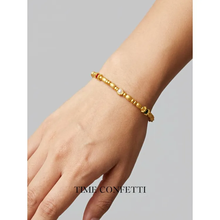黄铜手链 镀K金【孙二娘】小米粒-百搭精致时尚弹力绳手链TC 11704