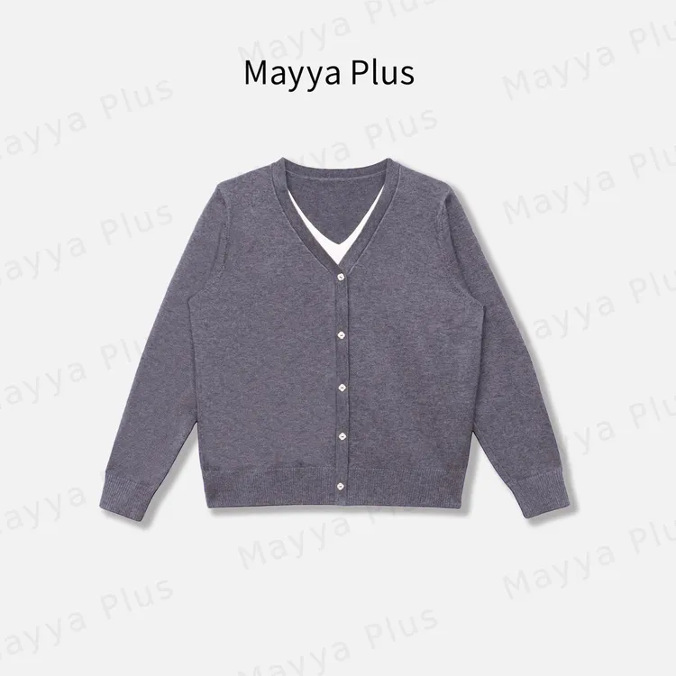 【慢时光】MayyaPlus韩系假两件V领针织衫秋季百搭显瘦上衣32536397
