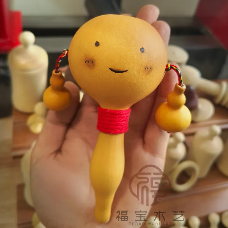 天然手工葫芦拨浪鼓适合3个月以上宝宝玩耍解压玩具