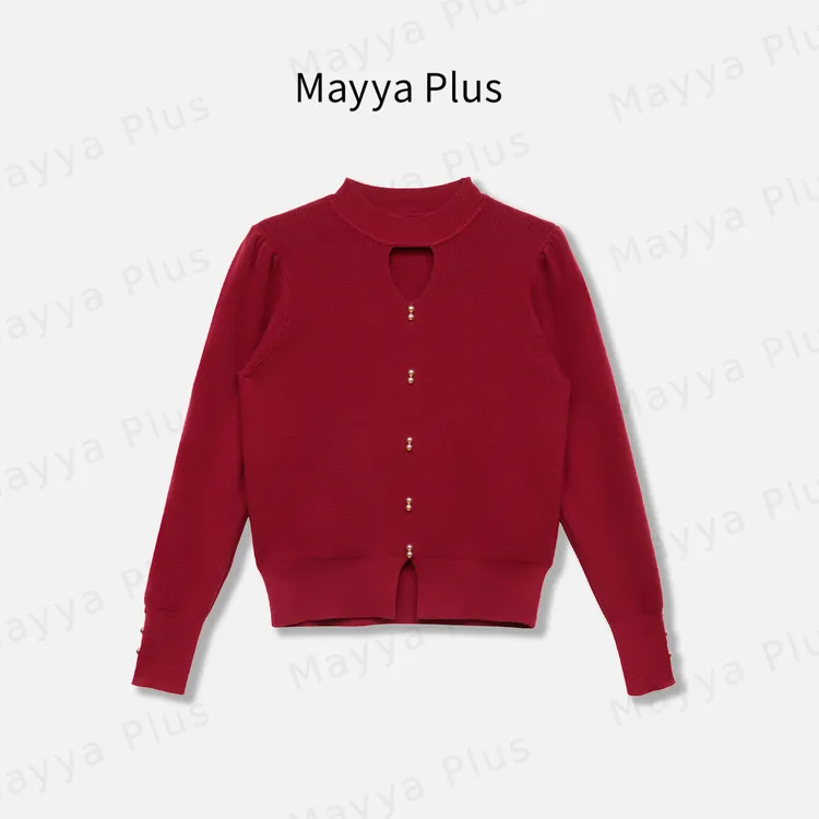 【温雅】Mayya Plus麦芽定制流光风女半高领针织衫长袖上衣32537093