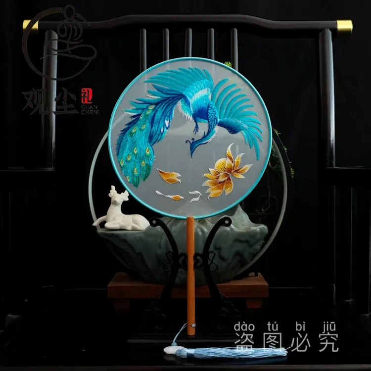 双面绣苏绣手工团扇中国风高级新款中式古风扇子古典刺绣