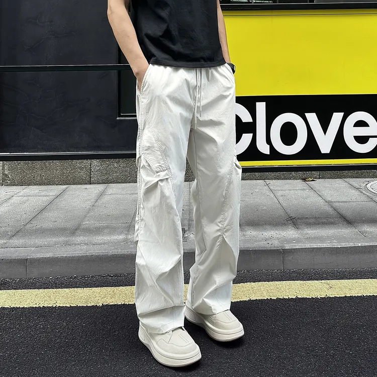 QUALCOMM美式中性风户外工装长款直筒裤秋季百搭褶皱感宽松休闲裤