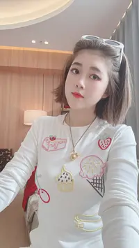 雪姐服饰「水果雪糕T恤」春季厚款绣标长袖修身休闲圆领T恤