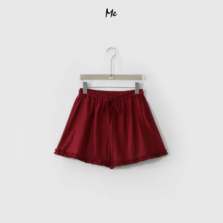 ME【小红花短裤】亚麻混纺冰麻感高腰遮胯显瘦百搭时尚短裤MESS4490